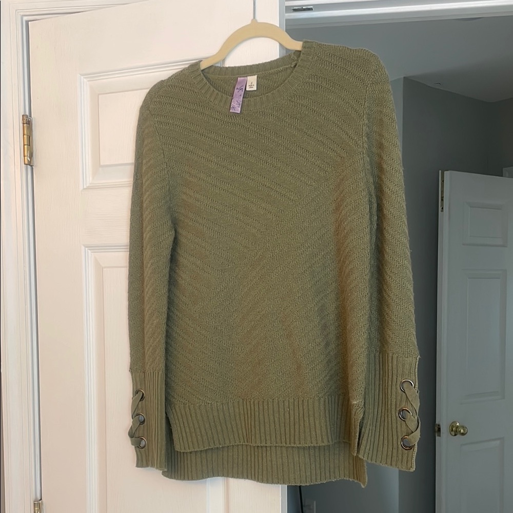 Olive Green Sweater with Button Detail